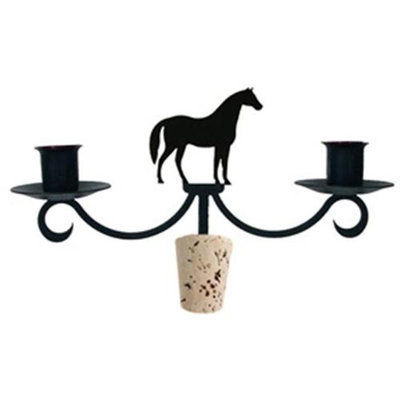 Village Wrought Iron C-WB-68 Horse Wine Bottle Topper - Candelabra