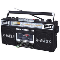 QFX J-22U-BLK Retro Collection Boom Box - Black - Full World Band Stereo - MP3 Converter to USB & SD