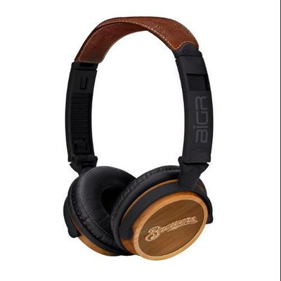 BiGR Audio XLMLBMB3 Circumaural Milwaukee Brewers Natural Wood Finish Headphone