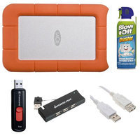 LaCie Rugged USB 3.0 7200rpm 500GB Mini Disk Portable Hard Drive 301556 + Accessory Bundle