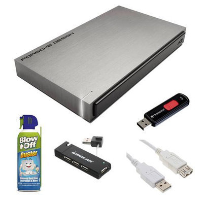 LaCie 301998 Porsche Design P'9220 500GB USB 3.0 Portable External Hard Drive + Accesory Bundle