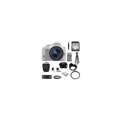 Canon EOS Rebel SL1 DSLR Camera with EF-S 18-55mm f/3.5-5.6 IS STM Lens (White) with 32GB Deluxe Accessory Kit