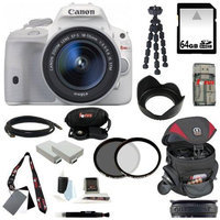 Canon EOS Rebel SL1 DSLR Camera with EF-S 18-55mm f/3.5-5.6 IS STM Lens (White) and 64GB Deluxe Accessory Kit