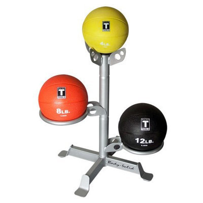 Body Solid, Inc. Body-Solid Medicine Ball Package with 3 Medicine Balls and Rack