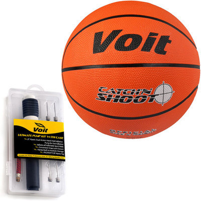Voit 32108-12 12 Pack Size 5 Size 7 Catch and Shoot Rubber Basketball with Ultimate Inflating Kit