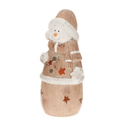 Candle Tek CandleTEK Rustic Ceramic Luminary Flameless Candle Snowman