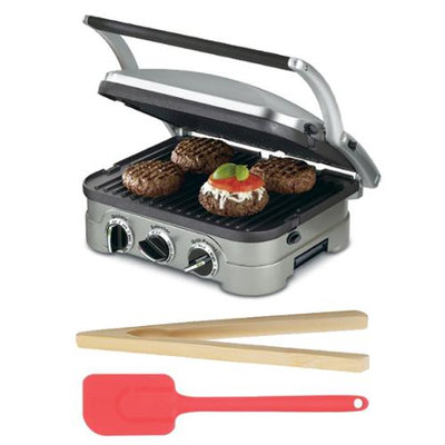 Cuisinart GR-4N Griddler Stainless Steel 4-in-1 Grill/Griddle & Panini Press With Bundle