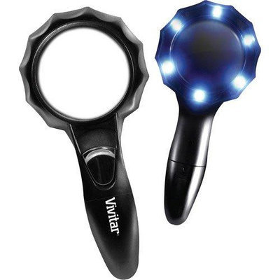 Vivitar 2.5X/3X Magnifying Glass With 6 LED Lights + Micro Fiber Cleaning Cloth + Microfiber Cleaning Cloth 3-Pack