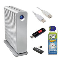 LaCie d2 Quadra v3 Hard Disk 3TB External Hard Drive 301549U + 4GB SB Flash Drive, USB Extension Cable, 4-Port USB 2.0 Hub + Accessories