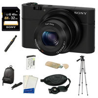 Sony DSC-RX100 20.2 MP Exmor CMOS Sensor Digital Camera with 3.6x Zoom + 32GB Class 10 Memory Card + Extra Sony NPBX1 Battery Bundle