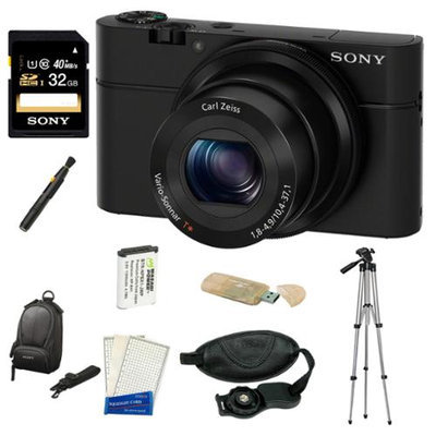 Sony DSC-RX100 20.2 MP Exmor CMOS Sensor Digital Camera with 3.6x Zoom + 32GB Class 10 Memory Card + Extra Sony NPBX1 Battery Bundle