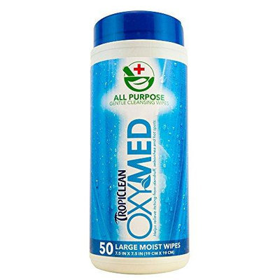TropiClean OxyMed All Purpose Gentle Cleansing Pet Wipes, Pack of 50 wipes