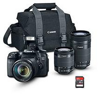 Canon EOS Rebel 70D Camera Bundle with 18-55 STM and 55-250 IS Lens, Camera Bag, and 32GB SD Card