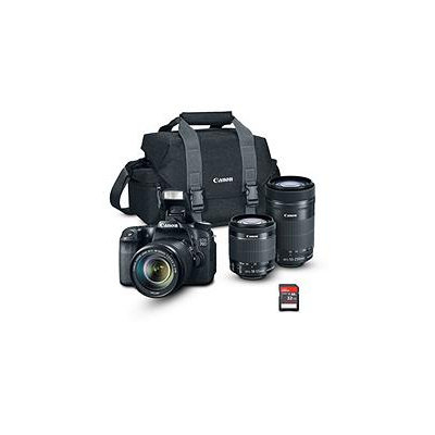 Canon EOS Rebel 70D Camera Bundle with 18-55 STM and 55-250 IS Lens, Camera Bag, and 32GB SD Card