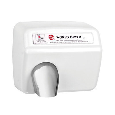 World Dryer Model A Durable Hand Dryer Voltage: 208-240 V, Finish: Steel White