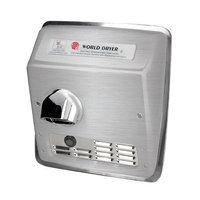 World Dryer Model A Durable Hand Dryer Finish: Brushed Stainless Steel, Voltage: 110-120 V, 20 Amps