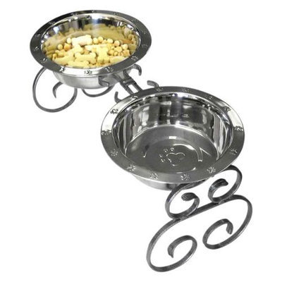 QT Dog Wrought Iron Classic Pet Diner Silver, 3 Quart