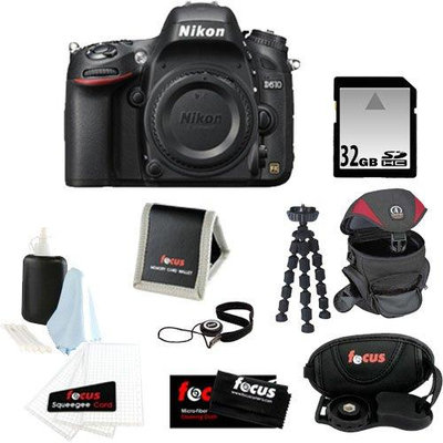 Nikon D610 FX-format Digital SLR Camera Body + 32GB SDHC Memory Card + Red and Black Holster Case + Accessory Kit