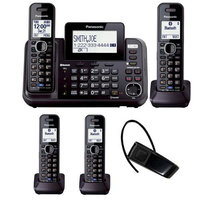 Panasonic KX-TG9542B Dect 6.0 2-Line Cordless Phone w/ Link-to-Cell & 2-Handsets + 2 Line Handset For KX-TG954X + Blue Planet Wireless Bluetooth Headset