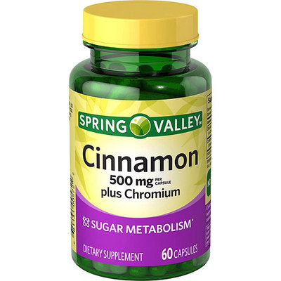 Spring Valley Cinnamon 500 mg per Capsule plus Chromium, 60 count