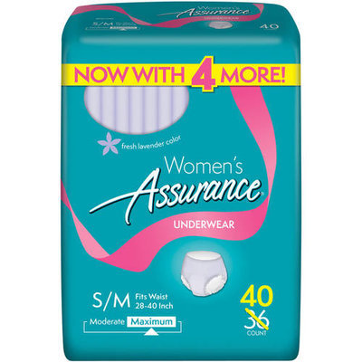 Assurance for Women Maximum Absorbency Protective Underwear, Small/Medium, 40 count