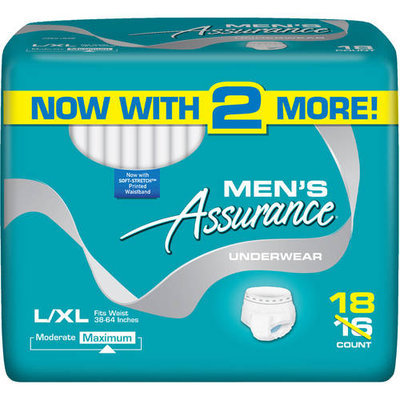 Assurance for Men Maximum Absorbency Protective Underwear, Large/Extra Large, 18 count