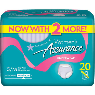 Assurance for Women Maximum Absorbency Protective Underwear, Small/Medium, 20 count