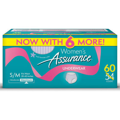 Assurance for Women Maximum Absorbency Protective Underwear, Small/Medium, 60 ct