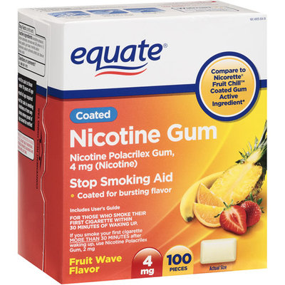 Equate Stop Smoking Aid Fruit Flavored Nicotine Gum 4mg, 100 Pieces