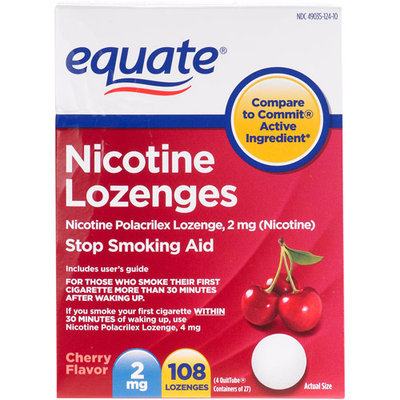 Equate Stop Smoking Aid Nicotine Lozenge 2mg, Cherry, 108 Pieces