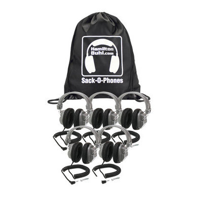 Hamilton Buhl Sack-O-Phones, 5 HA7 Deluxe Headphones in A Carry Bag. No Volume Control - Stereo - Mini-phone, Phono - Wired - 32 Ohm - 20 Hz 20 kHz - Over-the-head - Binaural - Circumaural - 9 ft Cable