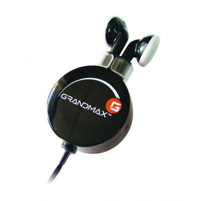 Grandmax R-AUDIO-4 Retractable Stereo Earphone, Black