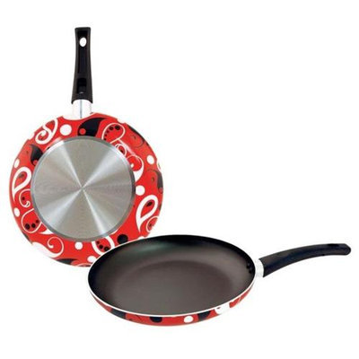 Bulk Buys 8 in. Designer Fry Pan - Red Paisley - Pack of 8