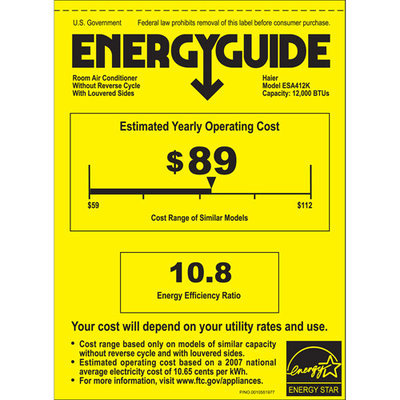 Haier 12,000 BTU Energy Star Air Conditioner - ESA412K