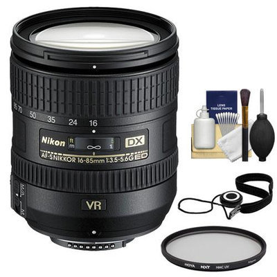 Nikon 16-85mm f/3.5-5.6 G VR DX AF-S ED Zoom-Nikkor Lens with Filter + CapKeeper + Cleaning Kit