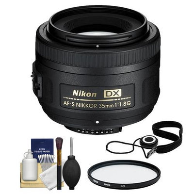 Nikon 35mm f/1.8 G DX AF-S Nikkor Lens with 52mm UV Filter + Cleaning Kit