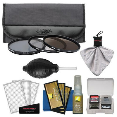 Hoya 67mm 3-Piece Digital Filter Set (HMC UV Ultraviolet, Circular Polarizer & ND8 Neutral Density) with Case + Nikon Cleaning Kit for Nikon 16-85mm VR DX, 18-105mm VR AF-S, 18-200mm G VR II DX, 70-300mm VR Lens with HOYA USA Warranty