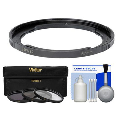Bower Adapter Tube for Canon PowerShot SX30 IS Digital Camera (67mm) with 3 (UV/CPL/FLD) Filters + Cleaning Kit