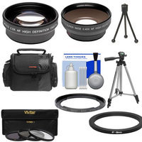 Bower Adapter Tube for Canon PowerShot SX30 IS Digital Camera (67mm) with .45x Wide Angle & 2x Telephoto Lenses + 3 (UV/CPL/FLD) Filters + Tripod + Case + Cleaning Kit