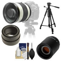 Samyang 800mm f/8.0 Mirror Lens (White) & 2x Teleconverter with 57 Tripod + Accessory Kit for Sony Alpha NEX Digital Cameras