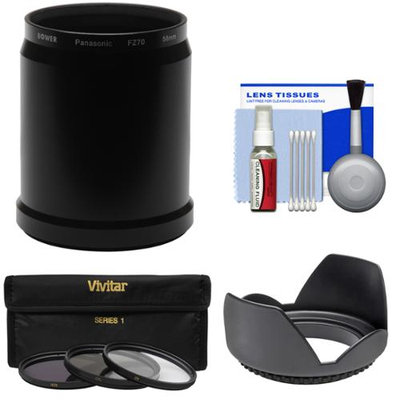 Bower AFZ70P58 Conversion Adapter Tube for Panasonic Lumix DMC-FZ70 Camera (58mm) with 3 UV/CPL/ND8 Filters + Lens Hood + Accessory Kit