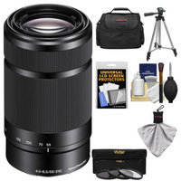Sony Alpha E-Mount 55-210mm f/4.5-6.3 OSS Zoom Lens (Black) with 3 UV/FLD/PL Filters + Case + Tripod + Accessory Kit