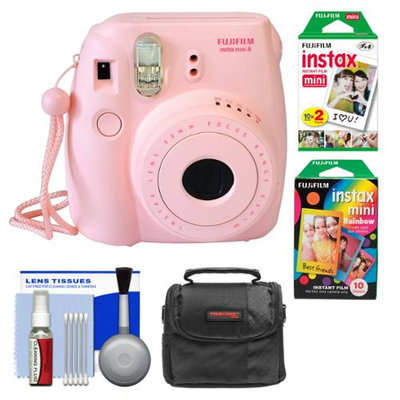 Fujifilm Instax Mini 8 Instant Camera Pink + Film + Rainbow + Case + Kit