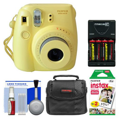 Fujifilm Instax Mini 8 Instant Film Camera (Yellow) with Instant Film + Case + Batteries & Charger + Kit