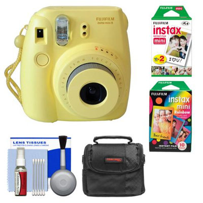 Fujifilm Instax Mini 8 Instant Camera Yellow + Film + Rainbow + Case + Kit