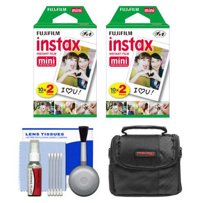 Essentials Bundle for Fujifilm Instax Mini 8 & Mini 90 Instant Film Camera with 40 Twin Color Prints + Case + Cleaning Kit