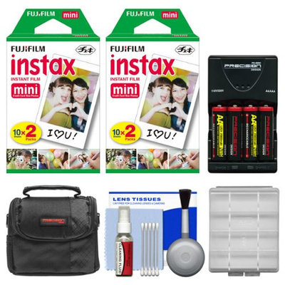 Essentials Bundle for Fujifilm Instax Mini 8 Instant Film Camera with 40 Twin Color Prints + Batteries & Charger + Case + Kit