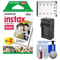 Essentials Bundle for Fujifilm Instax Mini 90 Instant Film Camera with 20 Twin Color Prints + Battery & Charger + Cleaning Kit