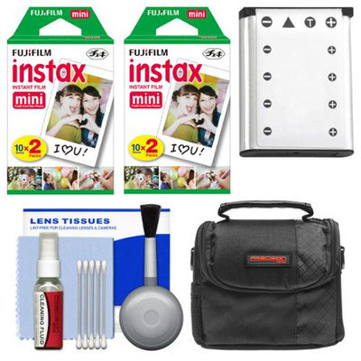 Essentials Bundle for Fujifilm Instax Mini 90 Instant Film Camera with 40 Twin Color Prints + Battery + Case + Cleaning Kit