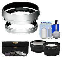 Bower AR-X100 Adapter Ring & Hood for Fuji X100/X100S/X100T Camera (49mm) with Telephoto/Wide-Angle Lenses + 3 UV/CPL/ND8 Filters + Kit